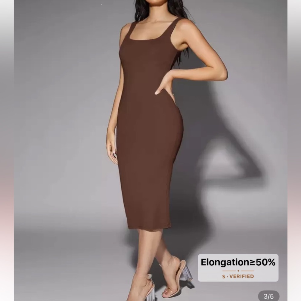 Elegant Brown Asymmetrical Dress